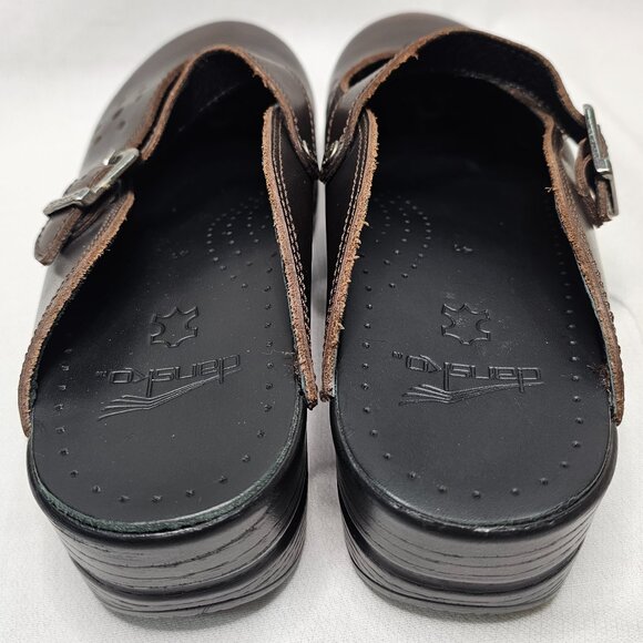 Dansko Merrie Brown Leather Laser Cut Comfort Clogs Mules Women's Size 41 - Picture 5 of 12